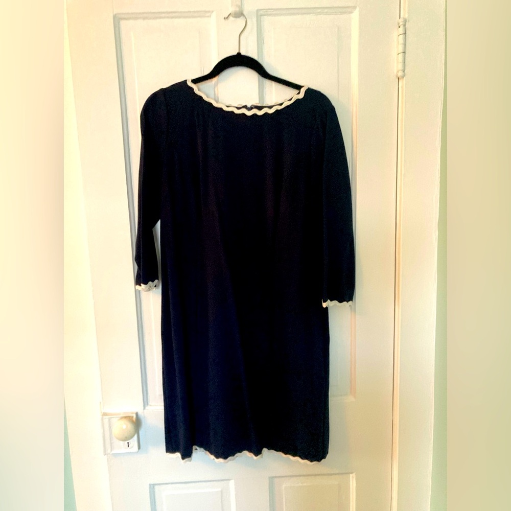 Talbots Navy Dress with White Piping